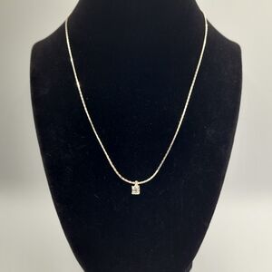 Silver Crystal Pendant Necklace Minimalist Dainty Layering Chain